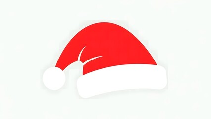 Vibrant red and white seasonal headwear, a cheerful illustrative icon perfect for holiday celebrations and winter festivities