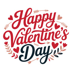Image is a digital illustration with a transparent background, featuring the phrase 'Happy Valentine's Day' in a bold, cursive font.