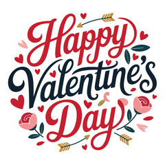 Image is a digital illustration with a transparent background, featuring the phrase 'Happy Valentine's Day' in a bold, cursive font.