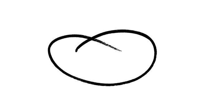 Simple black marker circle animation showing thin oval drawing for educational tutorials social media reels and corporate presentations to emphasize important information and text.
