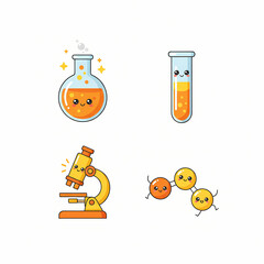 Cute Science Lab Kids Education 4 Icon Pack Yellow Tone