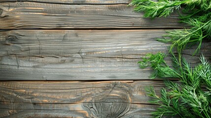 A bunch of fresh dill on a wooden board, fragrant herbs and seasoning.