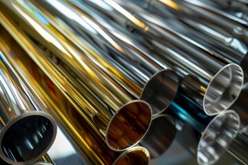 Metal pipes stacked together, showcasing the results of an industrial manufacturing process