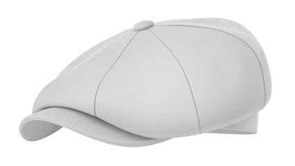 Clay render of  newsboy cap isolated on white background - 3D illustration
