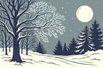 winter landscape with tree