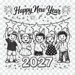2027 New Year Celebration Graphic with Fireworks