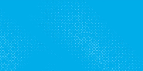 Modern Halftone dots on blue background. Comic pop art style blank layout. Template design for comic book, presentation, sale or web banner. Vector Eps 10