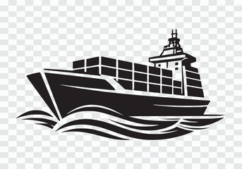 Traditional Sailing Ship Logo Black and White Vector