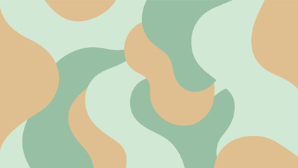 Green beige abstract camouflage pattern, wavy organic shapes, fluid layered texture, modern nature design background, flat vector illustration © Sakib Creative