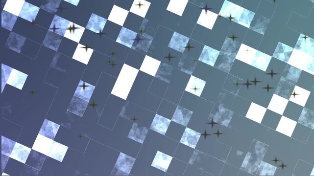 Abstract Blue Mosaic Background with Geometric Squares and Digital Texture, 16:9