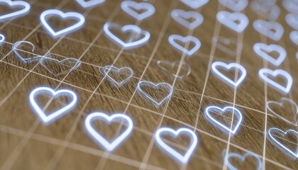 Abstract Heart Pattern on Grid Background with Soft Lighting.