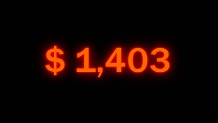 Financial dollar counting number illustration. Dollar increasing counter money. Business dollar number text. Increase business growth counter number.