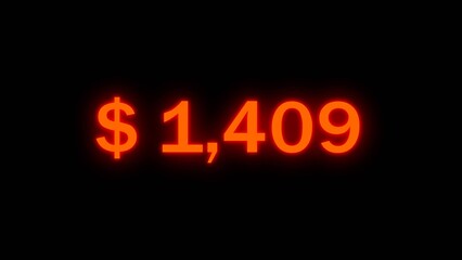 Financial dollar counting number illustration. Dollar increasing counter money. Business dollar number text. Increase business growth counter number.