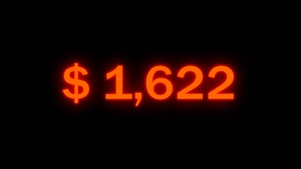 Financial dollar counting number illustration. Dollar increasing counter money. Business dollar number text. Increase business growth counter number.
