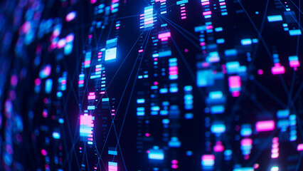 Closeup of Neural network model, LLM structure background. AI big data processing technological concept. Machine learning abstract background. Digital quantum computing.