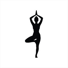 Fototapeta premium Tree Pose Yoga Silhouette of Woman – Balance, Mindfulness and Wellness Concept Illustration