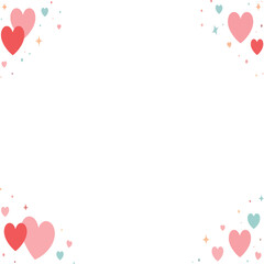 Minimalist Romantic Heart Frame Background with Pastel Confetti