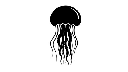 Jellyfish silhouette icon isolated on white background. © masss