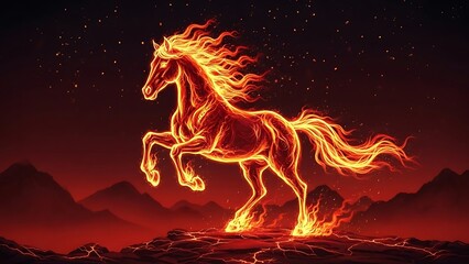 Fire Horse Chinese Zodiac 2026 Fantasy Illustration
