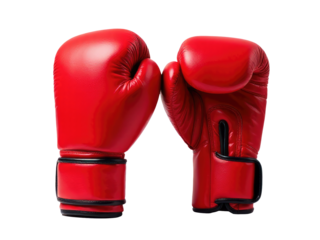 A pair of red boxing gloves on a white background