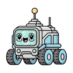 Obraz premium Cute cartoon robot vehicle illustration.