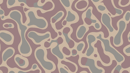 Beige mauve gray abstract pattern, organic camouflage shapes, layered fluid texture, modern neutral design background, flat vector illustration