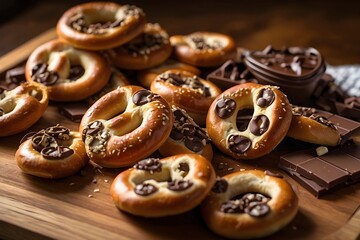 Warm Chocolate Chip Soft Pretzels with Milk