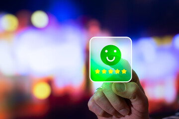 Customer Rating Review Positive Feedback Show Satisfaction For Service, Boost Reputation, Business Trust. Online Recommendations Driving More Sales Growth