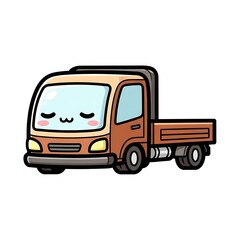 Cute cartoon truck with smiling face.