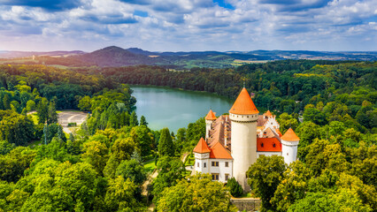 Magnificent Konopiste castle sits in Beneov, Central Bohemian, Czech Republic, Explore the stunning architecture of the Konopiste castle in Beneov, Central Bohemian, Czech Republic. © daliu