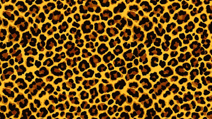 Leopard print pattern with black spots on yellow background