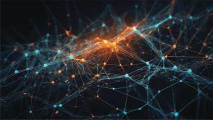 Neural Network Inspired Abstract Vector Art, Futuristic AI Digital Illustration, Modern Technology Design