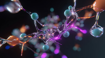 Neural network neuron synapse digital abstract glowing science technology connection