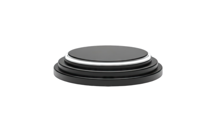 Black Circular Display Stand with Silver Accents