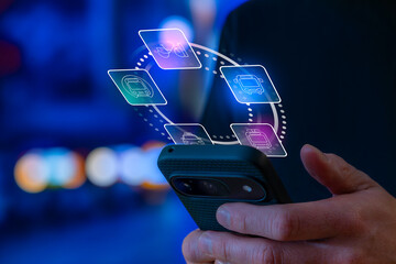 Public Transport Route Planning On Smartphone App For City Mobility, Bus Tram Metro Train Bike And Taxi Options, Multimodal Travel And Urban Navigation