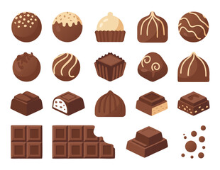 Chocolate Candy Icon Set Collection Vector.