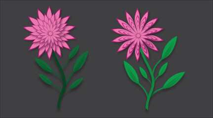 Elegant pink flower tree vector illustration on black background.
