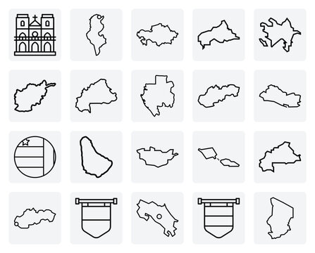 Digital Cartography Of World Nations &ndash; Versatile Country Outlines For Web, App Development, And Digital Presentations.