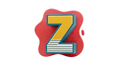 3D Letter Z with Red Splatter Background