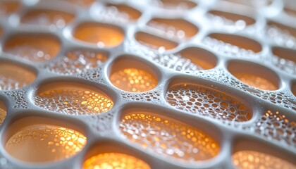 Abstract Honeycomb Structure with Golden Light and Intricate Details