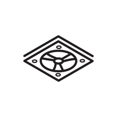 Industrial roof exhaust fan icon featuring a high-capacity ventilation unit with a weather-proof dome and multidirectional air extraction symbols, representing facility climate control and ventilation