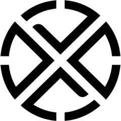 Abstract Geometric Design: A minimalist illustration features a symmetrical arrangement of intersecting lines within a circle, forming a modern and clean design.