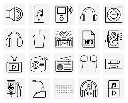 Connecting People With Music Technology &ndash; Characters Listening With Headphones, Mp3 Players, And Other Audio Gadgets