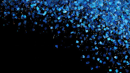 Colorful blue confetti falls from the top of the frame creating a festive atmosphere during a celebration or event