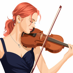 This captivating image captures a skilled violinist immersed in her music, showcasing her dedication and passion for the craft in a moment of artistic expression and emotion.