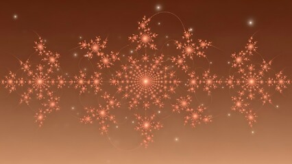 Vibrant orange fractal pattern with glowing lights on gradient background