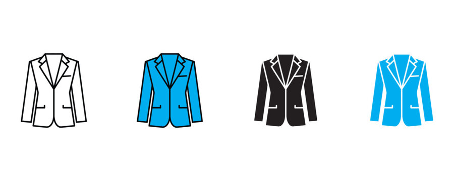 Business blazer icon set vector on white background. jacket, professional, modern, fashion, clothing, formal dress icon. vector illustration.