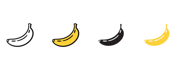 Banana icon set vector on white background.  food, healthy, snack, tropical, fresh, simple, vector icon. vector illustration. © NH RIDOY