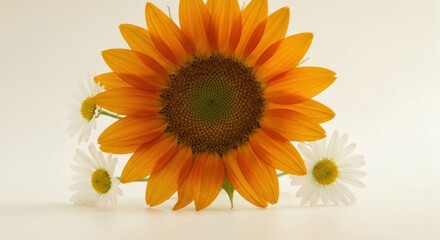 Sunflower & daisies on off-white