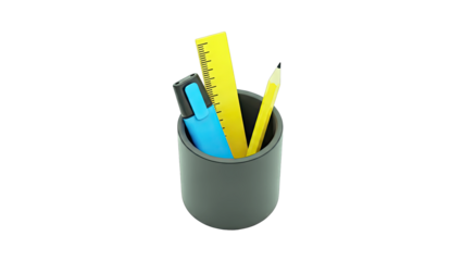 Desk organizer with marker, ruler, and pencil